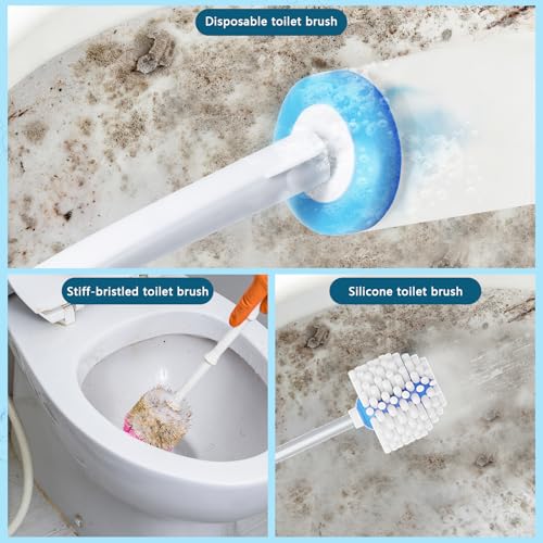 Swingers Disposable Toilet Brush,Toilet Bowl Cleaners,Toilet Cleaning Supplies,Toilet Brush and Holder Set with Cleaner Refills for Toilet Bowl Cleaners,Bathroom Cleaning, Bathtub (White, 2 Pack)