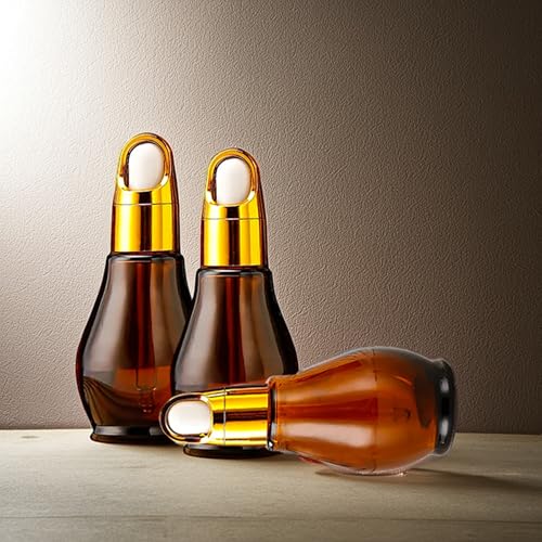 8 Pack 1oz Glass Dropper Bottles 30ml Amber Gourd Shaped Bottles with Dropper, Tincture Bottle,for Essential Oils, Hair Oil, Liquids, Perfume (Amber/Flower Basket Cap, 30ml) - color: Amber/Flower Basket Cap