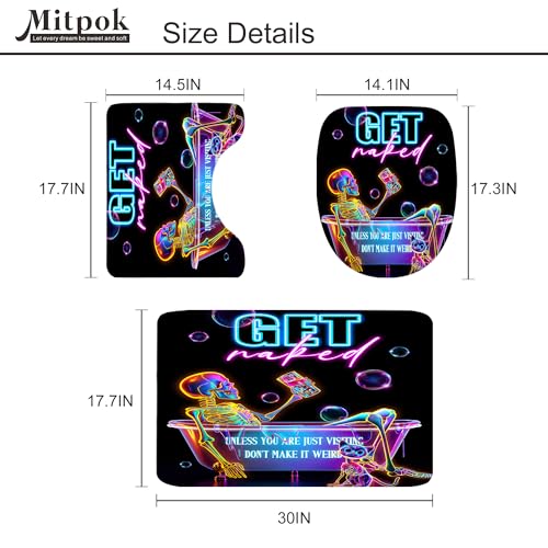 4 PCS Funny Skeleton Skull 72Wx72H Shower Curtain Set Halloween Bathroom Set Neon Goth Spooky Cool Unique Bath Rug Toilet Lid Cover U Shape Mat Accessories Bathroom Decor with 12 Hooks - color: A 01skeleton, size: 72"W x 72"L (Pack of 4)