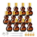 Essential Oil Roller Bottles, Amber Gourd Shaped Glass Roller Bottles with Stainless Steel Roller Ball, for Travel,Perfume (Amber-Gold Cap, 10ML) - color: Amber-Gold Cap, size: 10ML