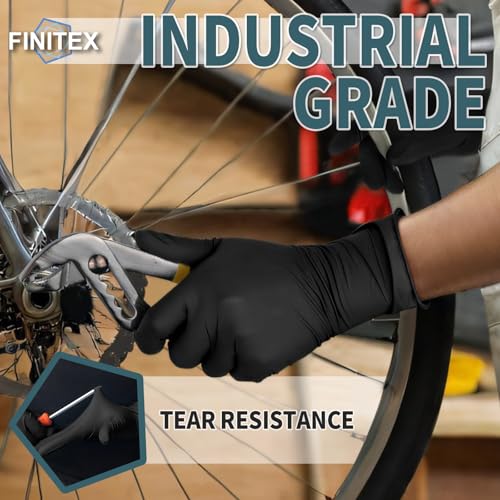 FINITEX - Black Nitrile Disposable Gloves, 5mil, Powder/Latex-Free, Medical Exam 100 PCS For Examination Home Cleaning Food Glove (X-Large) - size: X-Large
