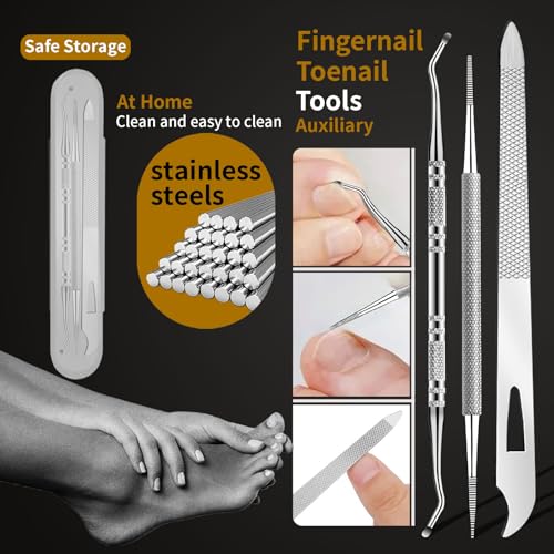 EBEWANLI Professional Nail Grooming Kit, Podiatrist Pedicure Kits Stainless Steel Nail Clipper Personal Care Tools with Travel Bag, Gift for Seniors, Men