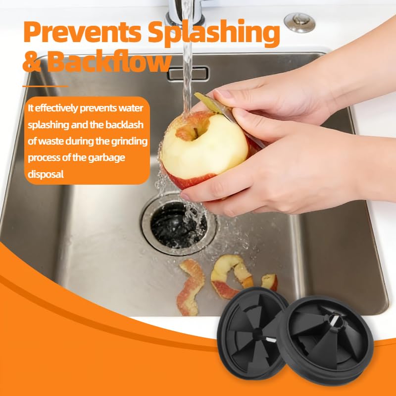 2PCS Garbage Disposal Splash Guards, 3 3/8" Sink Baffle QCB-AM Replacement for InSinkErator Evolution Series, Garbage Disposer Accessories,Upgraded Noise-Reducing Nitrile Collar Drain Plug,Black