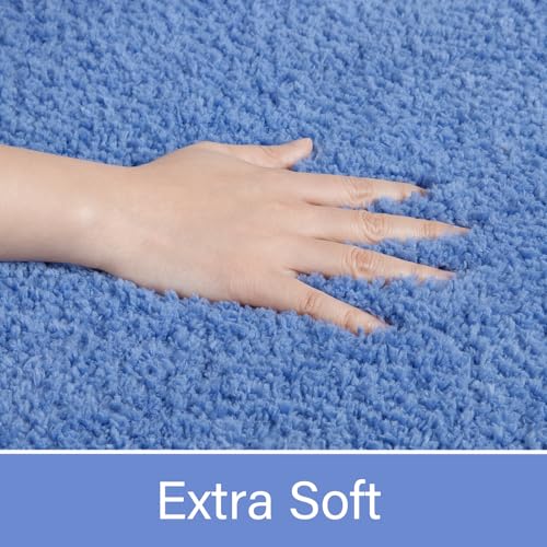 LOCHAS Bathroom Rug Runner 24x60 Inch, Soft Thick Absorbent Microfiber Bath Rugs for Bathroom, Machine Washable, Shaggy Plush Non Slip Bath Mat for Tub, Shower Floor, Quick Dry Mats, Blue - color: Blue, size: 60x24 inch (Rectangular)