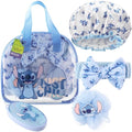 Disney Stitch Shower Accessories Set and Clear Toiletry Bag with Shower Cap Headband Bath Sponge for Bath Spa, Gifts for Girls, Teens, Women (Blue Stitch) - color: Blue Stitch, style: Stitch