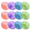 12 PCS Shower Caps for Women, Double Side Waterproof Shower Cap, Reusable Elastic Bath Caps for Shower, EVA Bathing Shower Caps, Bath Hair Caps - (Purple+Pink+Blue+Green) - color: Set A - Purple+Pink+Blue+Green