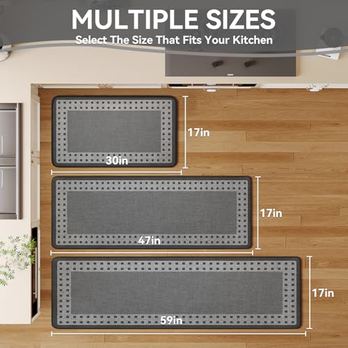 Kitchen Mats for Floor, 17''x30'' Washable Absorbent Kitchen Mat Non Slip, Braided Kitchen Runner Rug, Kitchen Sink Rug, Grey - color: B Graphic Grey, size: 17''x30''