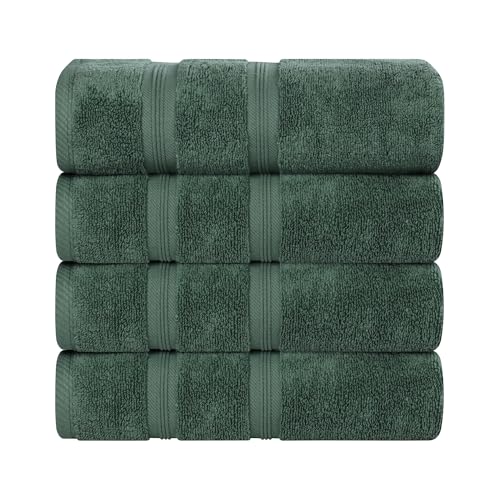 Superior Cotton Bath Towel Set, Daily Use, Bathroom, Guest Room, Bath, Shower, Pool, Body, Home Essentials, Soft Plush Absorbent Towels, Zero Twist, Smart Dry Collection, Set of 4, Forest Green - color: Forest Green, size: 4PC Bath Towel