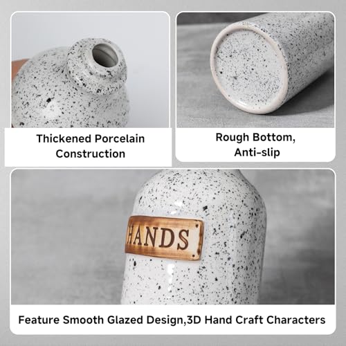 Hand and Dish Dispenser for Kitchen Sink, Ceramic Soap Dispenser Bathroom Countertop, 18 OZ Vintage Handwash Liquid Pump Dispenser for Bathroom Farmhouse Vintage Kitchen Decor - size: 18 OZ