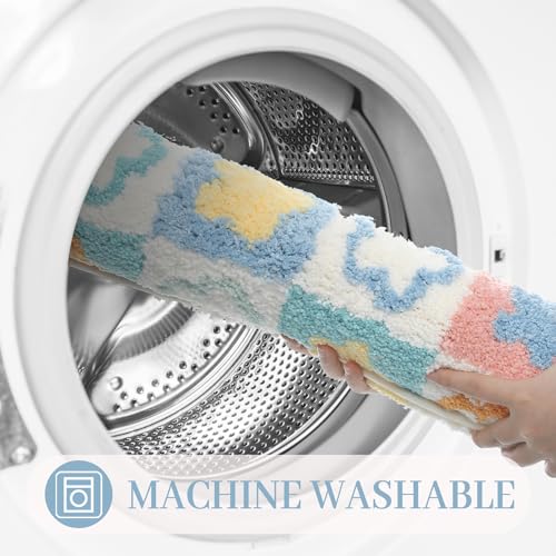 Flower Toilet Rug U Shaped, Soft Bathroom Toilet Rug Non Slip Bath Mat Absorbent Machine Washable 20 x 22 Inches, Colorful Flowers - color: Flowers