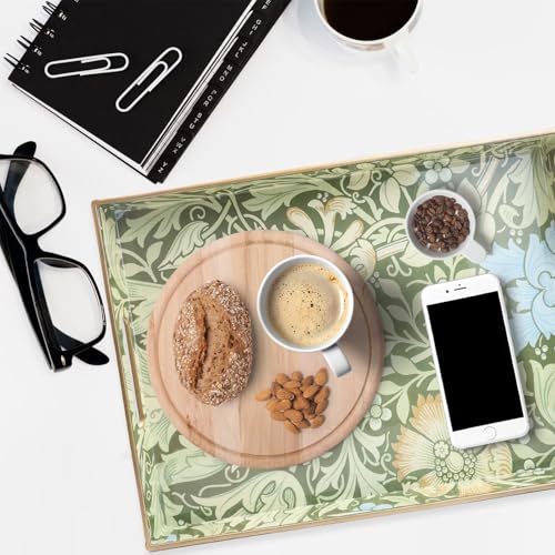 Spsyrine Serving Tray with Handles, Plastic Decorative Tray for Coffee Table, Living Room, Home Decor, 3040C - color: Multi C