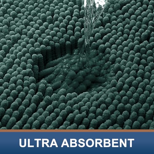 Smiry Luxury Chenille Toilet Rugs U-Shaped 20x20, Soft Absorbent Non-Slip Contour Bathroom Rugs for Toilet, Machine Washable Contoured Bath Mats, Green - color: Green, size: 20" X 20" Contour Rug
