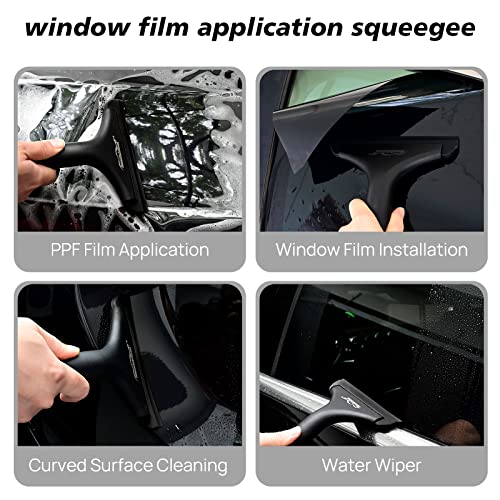 NEWISHTOOL Bathroom Shower Squeegee 5.9 Inch Soft Silicone Blade Squeegee for Shower Glass Door Mirrors Car Windshield, Kitchen Squeegee Countertops Cleaning and Water Removal Scraper w/Hanging Hole - color: All Black, size: 1PC