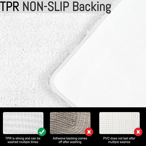 YHF Bathroom Rugs 24" X 47", Extra Thick & Soft Microfiber Shaggy, Machine Washable Bath Mats, Absorbent Bath Rugs, Non-Slip Rubber Backing Bath Mat for Bathroom Floor, Tub and Shower, White - color: Arctic White, size: 24" X 47" (Rectangular)