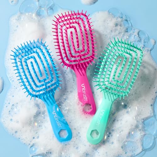 FHI Heat UNbrush Flex Detangling Brush — Ultra-Flexible, Pain-Free Hair Brush Detangler with DuoFlex Anti-Static Bristles for Removing Tangles, Massaging Scalp & Faster Styling - color: Teal