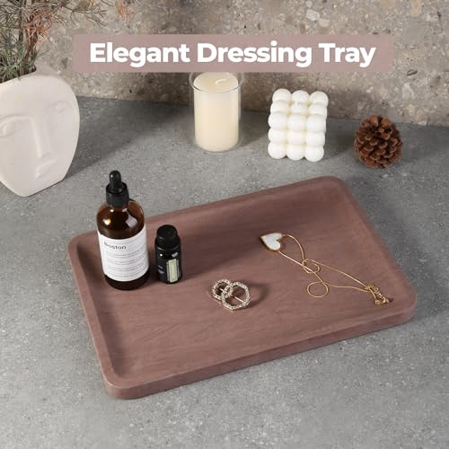 Karibiber Marble Vanity Tray, 11.8in Sandstone Bathroom Kitchen Tray for Countertop, Decorative Dresser Organizer, Perfume Storage, Jewelry Holder, Brown Stone Gift for Man - color: Brown