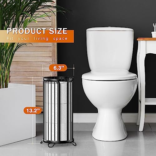 Bunoxea Toilet Paper Holder Stand, Freestanding Toilet Paper Storage,Black | Waterproof Raised Feet,Rustproof,Fit 3 Mega Rolls,No Drilling No Assemble,Minimalistic Storage,Space-saving Renter Friendly - color: Black, size: 1 Pack