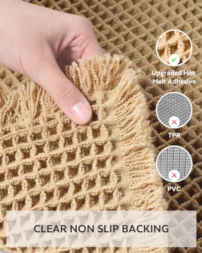 tchdio Waffle Bath Mat-Runner Rug, Super Absorbent Non Slip Bath Mats for BathroomMachine Washable Long Rugs with Tassels, Bath Rugs for Bathroom Floor Beside Tub, 2' x 5', Brown - color: Brown, size: 24" x 60"