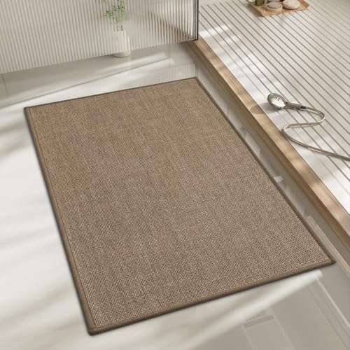 chakme Bathroom Rugs Mat 24x17, Ultra Thin Non Slip Bath Mat Small Quick Dry Absorbent Bath Mat for Bathroom Floor, (Dark Beige, 24"x17") - color: Dark Beige, size: 1'5" x 2' (Rectangular)