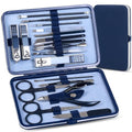 Manicure Set Pedicure Kit Nail Clippers Set Fingernail Clipper Set Ingrown Toenail Nail Kit Scissor Nail Trimmer Kit 18 Pieces Women and Men’s Care Grooming Tools with Fine Case (Dark Blue_18 Pieces) - color: Dark Blue_18 Pieces