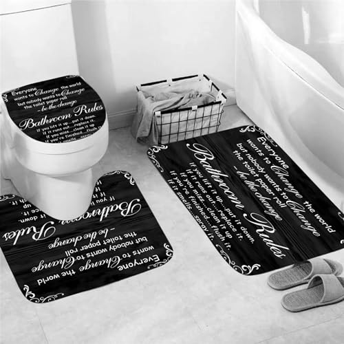 AZHM Black Spellbook Shower Curtain Set Home Bathroom Set with Shower Curtain and Rugs and Accessories Bathroom Decor - color: White Black
