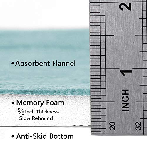 Flamingo P Memory Foam Bathroom Mat Non Slip Bath Rug Shower Rugs Carpet,20x32,Aqua Green - color: Aqua Green Wavy Line, size: 32" X 20"