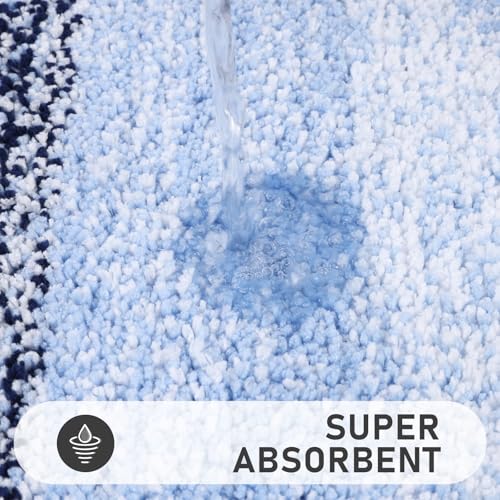 Bsmathom Bathroom Rugs Sets 4 Piece, Soft Absorbent Microfiber Bath Rugs with U-Shaped Contour Toilet Rug and Toilet Lid Cover, Thick Non-Slip Plush Shaggy Bath Mat Set,Navy Blue - color: Navy Blue, size: 18"x26"+20"x31"+U20"x24"+Cover19"x21"