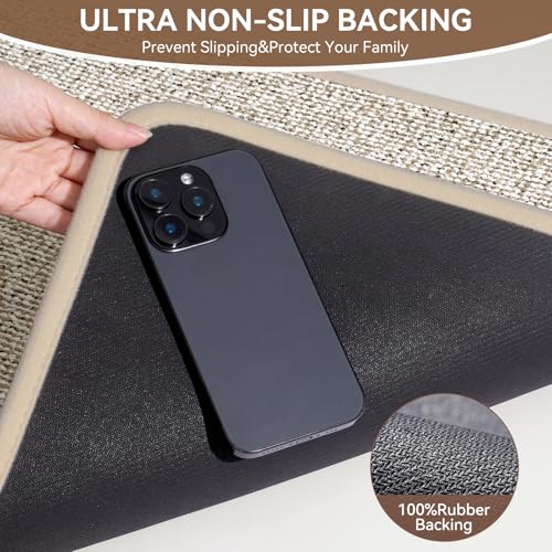 Non Slip Bathroom Rugs Washable, Rubber Backing Bath Mat, Absorbent Quick Dry Floor Mats for Bathroom, Outside Shower and Sink, Thin Bath Rugs Fits Under Door, 16"x24", Brown - color: Light Brown, size: 16"x24"