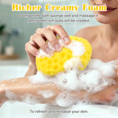2-Pack Deep Cleansing Bath Sponges – Soft PU Foam Loofah for Shower, Rich Lather & Gentle Exfoliation, Durable Yellow Color Design