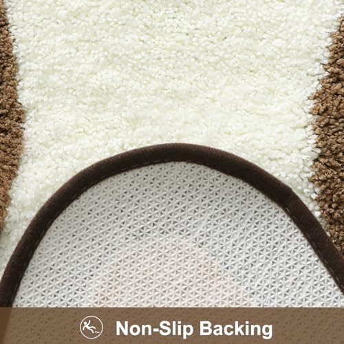 HAOCOO Brown Long Bathroom Rug Runner, Microfiber Absorbent Boho Bath Mats for Bathroom Non-Slip, Washable Soft Plush Shower Mats for Sink Shower Tub - color: Brown, size: 18x47 inch (Irregular)