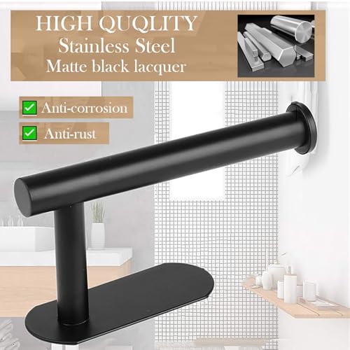 JOPOFI Toilet Paper Holder - Adhesive Toilet Paper Holder - Matte Black | Toilet Paper Holder Wall Mount for Bathroom,Stainless Steel Command Strip Toilet Paper Roll Holder Stick On Wall,No Drilling - color: Matte Black, size: 1pcs