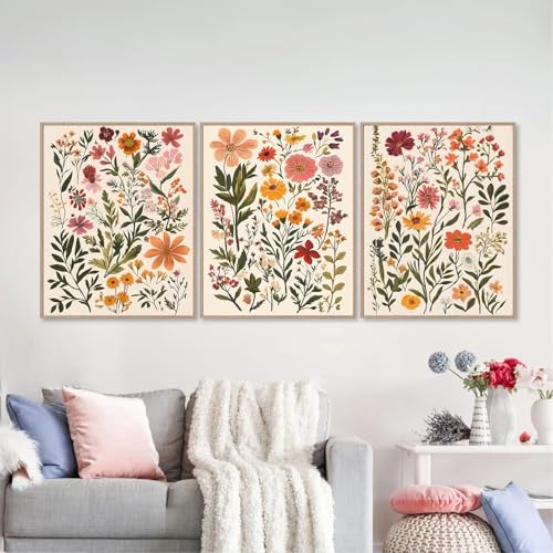 Watercolor Wildflower Canvas Wall Art Boho Floral Botanical Wall decor pictures Floral Paintings posters Prints for Living Room Bedroom Bathroom Home Decoration Unframed (12inx16in posters) - color: Watercolor Poster, size: 12inx16in