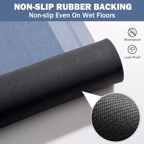 YDKGL Non Slip Bath Mat, Rubber Backing Ultra Thin Bathroom Rugs Fit Under Door Quick Dry Super Absorbent Washable Bath Rug Shower Mat for Bathroom Floor Bathtub Shower Sink, Easy Care Blue 20"x 32" - color: A- Blue, size: 20” x 32“