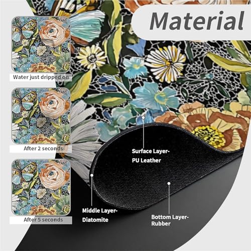 Faucet Fast Absorbent Pad - Chromatic Blooms And Butterfly , Suitable For Kitchen, Bathroom, Island And Other Scenes - color: Chromatic Blooms and Butterfly