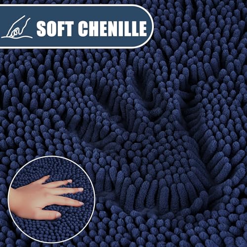 Bathroom Rugs Sets 3 Piece with Adjustable Toilet Seat Cover 19.5"x 18.5" Machine Washable Bath Rug Set with TPR Non Slip Rubber Backing Solid Bath Mat Set for Luxury Bathroom Decoration - color: Blue