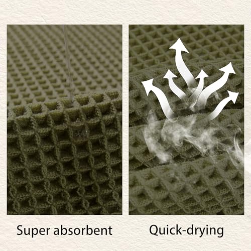 Waffle Bath Mat Non Slip, Boho Bathroom Rug, Super Absorbent Quick Dry Bathroom Mat, Soft Farmhouse Bath Rug with Tassels, Small Washable Shower Mats for Floor 20"x32", Olive Green - color: Olive Green, size: 1'8" x 2'8" (Rectangular)