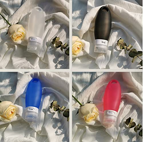 Gym Refillable Bottles Leak Proof Camping Travel Containers with Shower Lanyard,3.3oz TSA Approved Squeezable Silicone Travel Tube Set for Gym Shampoo Lotion Soap - color: 5 Pack: 3.3oz 4C + Shower Lanyard