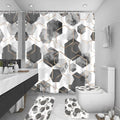 4Pcs Gray White Geometric Shower Curtain Set, Neutral Modern Art Deco Shower Curtain with Hooks, Elegant Trendy Simple Bathroom Sets with Shower Curtain and Rugs, 71 * 71in - color: Grey
