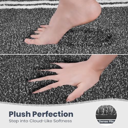 PURRUGS Bathroom Rug Non-Slip Machine Washable 24" x 36", Super Absorbent and Quick Dry Shaggy Microfiber Bath Mat, Extra Soft and Plush Bath Rug for Bathtub, Shower, and Sink, Charcoal - color: Charcoal, size: 24" X 36"