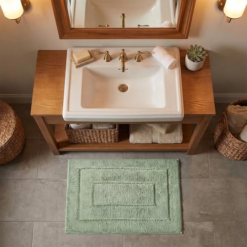 GRANNY SAYS Sage Green Bathroom Rugs Non Slip, 24" x 36", Large Bathroom Rugs Washable， Bath Rugs for Bath，Bath Mats for Bath Floor, Microfiber Bath Mat for Tub, Absorbent Shower Rug - color: Green, size: 2' x 3' (24" x 36")