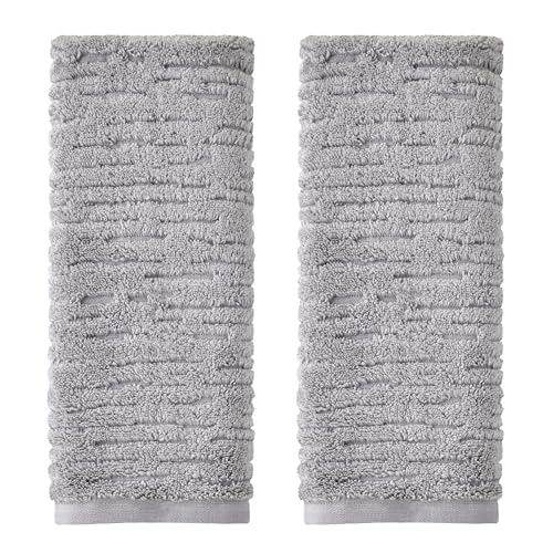 SKL Home CloudSoft Cotton Luxury Hand Towel 2pc Set for Bath/Kitchen/Bar & Gift, Gray - color: Gray, style: Hand Towels (Set of 2)