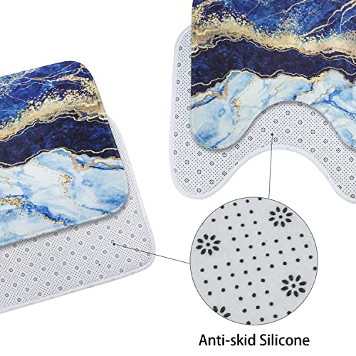 Marble Bathroom Sets with Rugs for Bathroom Decor, 72x72 Inches Gold Shower Curtain with Non-Slip Rugs and Accessories, Waterproof Machine Washable Bath (SC Set-marbleicegold) - color: Sc Set-marbleicegold