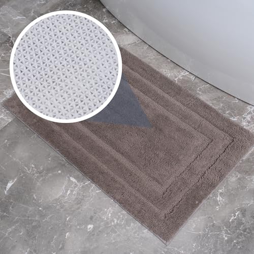 Bathroom Rugs Sets 3 Piece, with 20" x 28" U-Shaped Toilet Rug, Ultra Water Absorbent and Super Soft, Non-Slip, Microfiber Shaggy Plush Bath Mats for Bathroom, Tub, Kitchen (Chocolate) - color: Chocolate