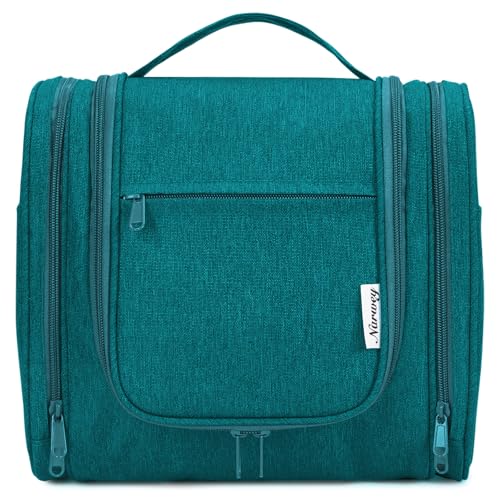 Narwey Hanging Toiletry Bag for Women Travel Makeup Bag Organizer Toiletries Bag for Cosmetics Essentials Accessories - color: Teal