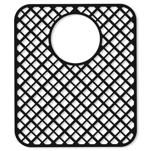 2 Pack Silicone Sink Protectors for Kitchen Sink, Trellis Pattern 13 x 11 Inches Sink Mat, Non-Slip and Durable Sink Protector Silicone, Rear Drain, Black - color: Black