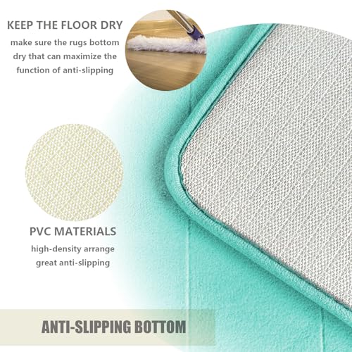 Memory Foam Bath Rugs 3 Piece Thick Soft Bath Mats for Bathroom Water Absorbent Bath Shower Rugs with Non-Slip PVC Bottom,Lake Blue - color: Lake Blue
