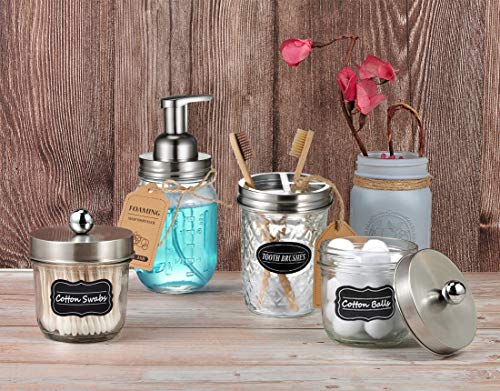 Amolliar Mason Jar Foaming Soap Dispenser, Plastic Soap Pump, Refillable Hand Soap Dispenser for Kitchen, Cute Farmhouse Decor, Dish Soap, Shampoo, Bathroom Soap Accessories, Brushed Nickel 2 Pack - color: Brushed Nickel, size: 2 Pack