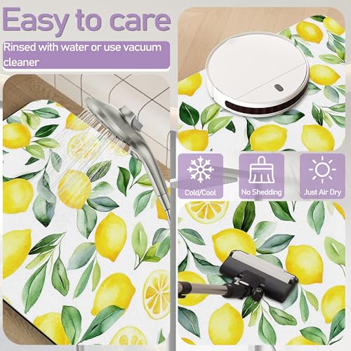 Lemon Bathroom Rug, Rapid Dry Absorbent with Non-Slip Rubber Base Bath Mats for Bathroom 17"x30" - color: Lemon