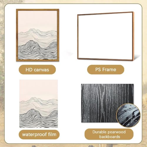ARTZIO Framed Canvas Prints-Black and White Wall Art,Japanese Minimalist Abstract Ocean Wave Line Art,Vintage Retro Decor,Ready to Hang for Living Room,Bedroom,Bathroom & Office(16"x24") - color: 2-PCS-1, size: 16"x24"