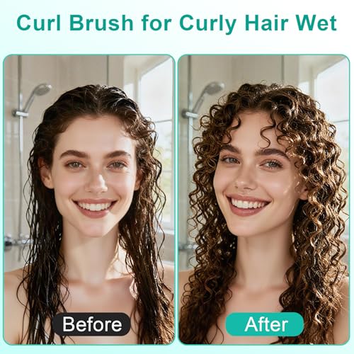 Curly Hair Brush, Curl Defining Brush with Soft Boar Bristles Detangling Tangled Glides, Wide-Teeth Design Effortlessly Shaping & Defining Curls, Curling Definer for Wet & Dry Hair (Green) - color: Green